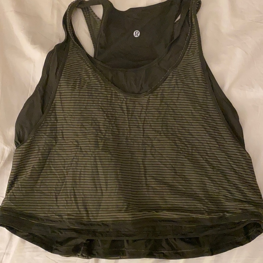 Lululemon double army green tank top size 8